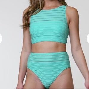 Fluid Lines High-Waist Bottom w/ Mesh Detail